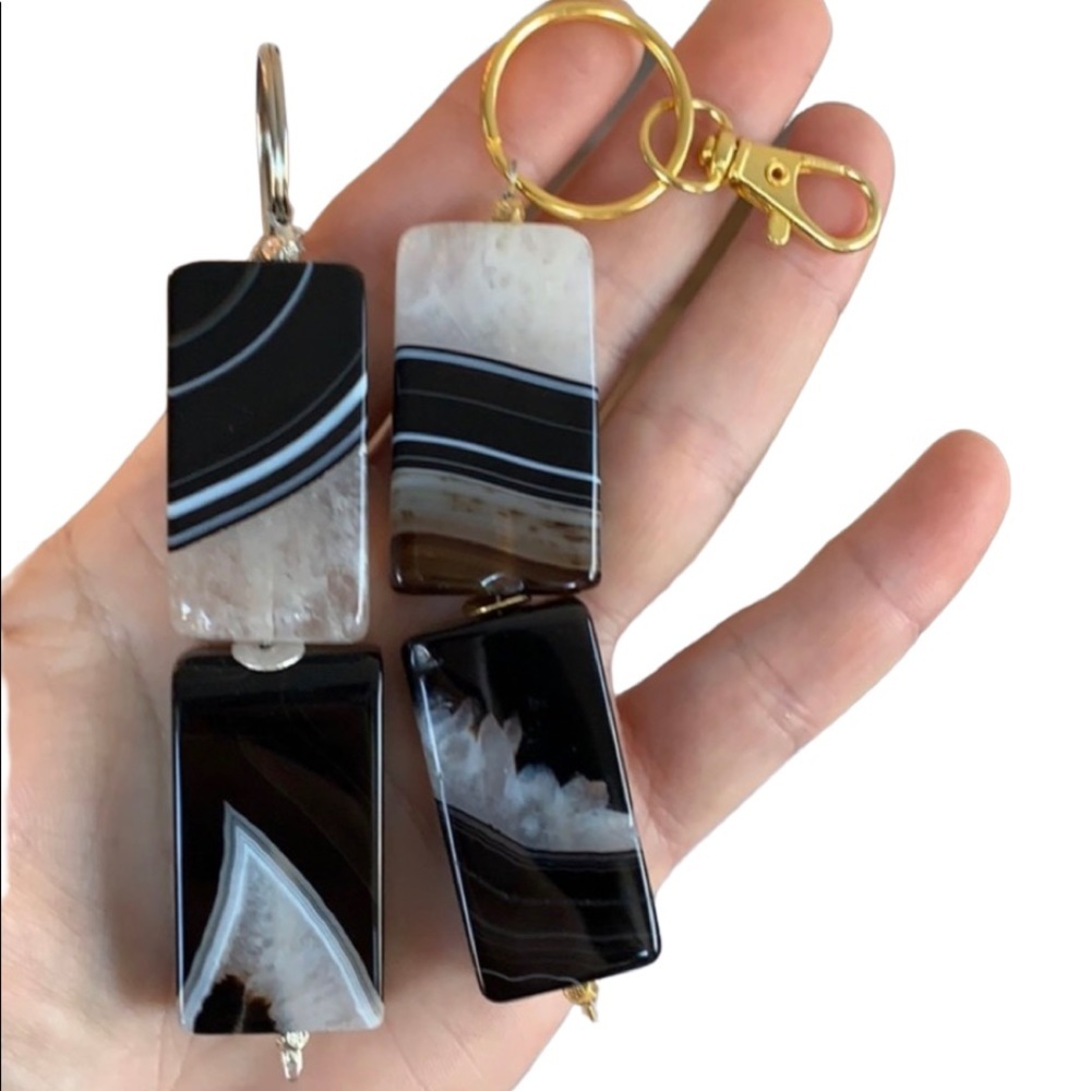 Agate beaded keychain